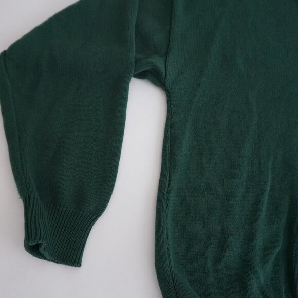 Vintage '90S Scharf & Breit Hunter Green 100% Cotton Knit Crewneck Sweater L - Picture 7 of 8